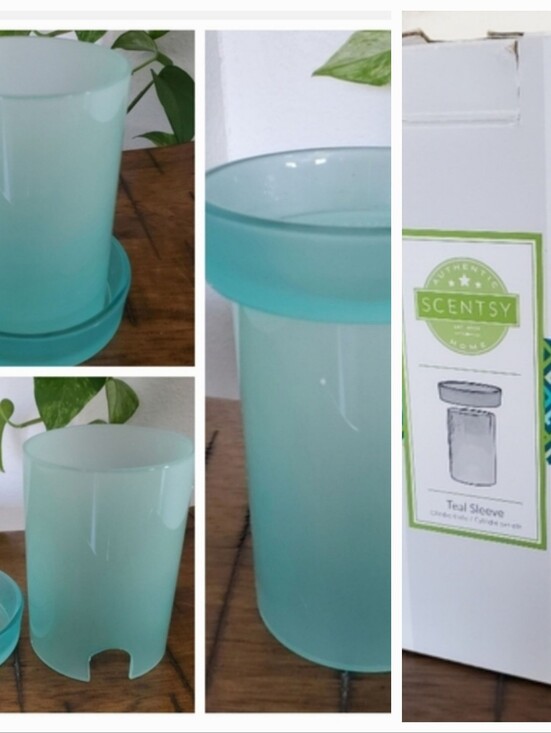 Scentsy Other - Scentsy Teal Glass 2 Piece Utensil Jewelry Vase Warmer NIB
